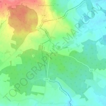 Topografische kaart La Blinière, hoogte, reliëf