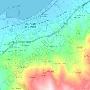 Topografische kaart Pairò, hoogte, reliëf