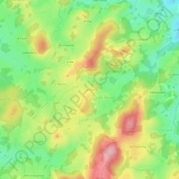 Topografische kaart La Côte, hoogte, reliëf
