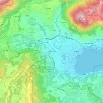 Topografische kaart Campoverde, hoogte, reliëf
