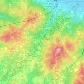 Topografische kaart Belfiore, hoogte, reliëf