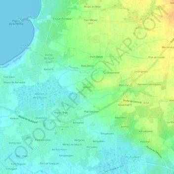 Topografische kaart Lescors, hoogte, reliëf