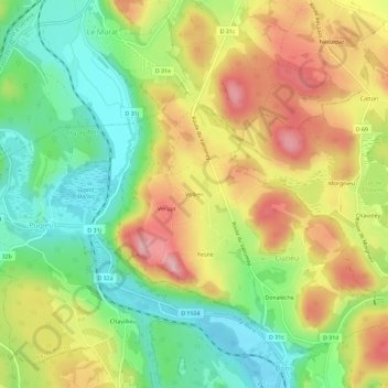 Topografische kaart Vollien, hoogte, reliëf