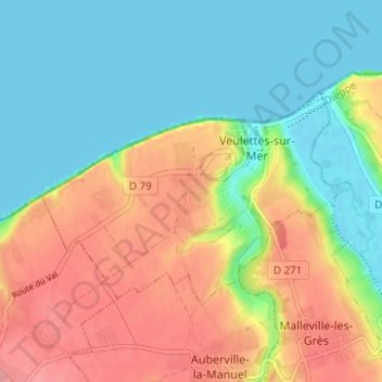 Topografische kaart Le Mesnil, hoogte, reliëf