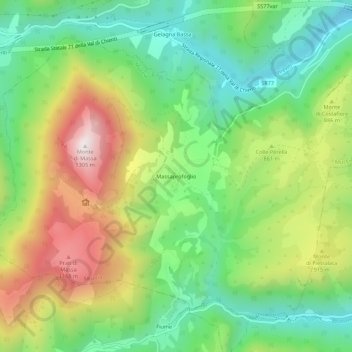 Topografische kaart Massaprofoglio, hoogte, reliëf