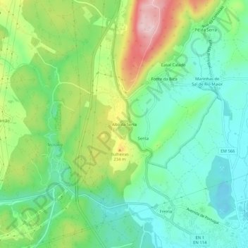 Topografische kaart Alto da Serra, hoogte, reliëf