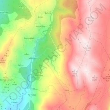 Topografische kaart Inxerto, hoogte, reliëf