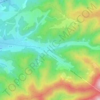 Topografische kaart La Pariée, hoogte, reliëf