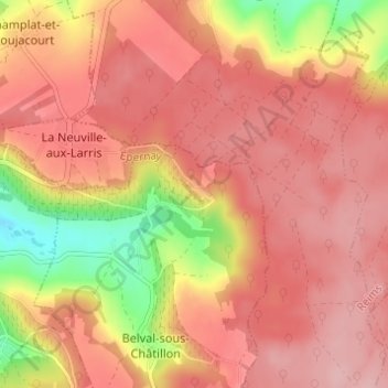 Topografische kaart Paradis, hoogte, reliëf
