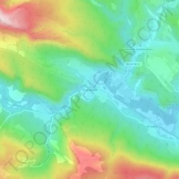 Topografische kaart Puentedey, hoogte, reliëf