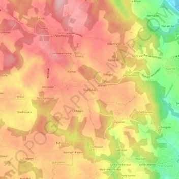 Topografische kaart Toul Sable, hoogte, reliëf
