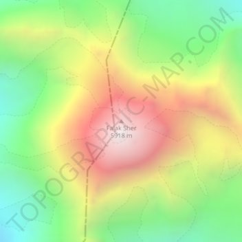 Topografische kaart Falak Sher, hoogte, reliëf