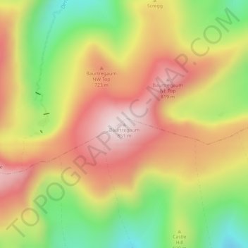 Topografische kaart Baurtregaum, hoogte, reliëf
