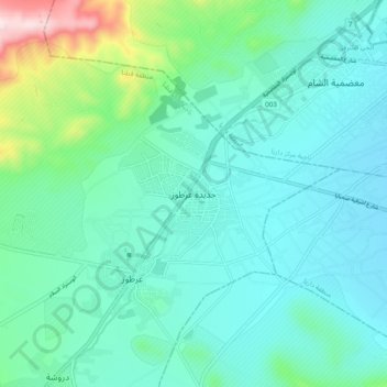 Topografische kaart جديدة عرطوز, hoogte, reliëf