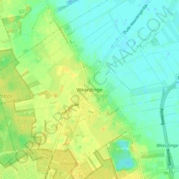 Topografische kaart Weerdinge, hoogte, reliëf