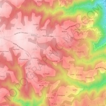 Topografische kaart Desroches, hoogte, reliëf