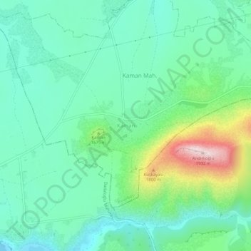 Topografische kaart Kaman, hoogte, reliëf