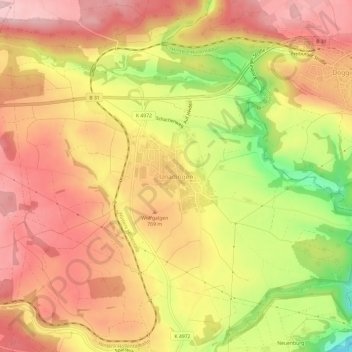Topografische kaart Unadingen, hoogte, reliëf