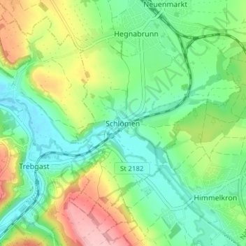 Topografische kaart Schlömen, hoogte, reliëf