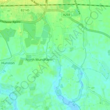 Topografische kaart Runcton, hoogte, reliëf