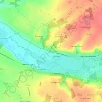 Topografische kaart Belle-Idée, hoogte, reliëf