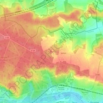 Topografische kaart Bonchamp, hoogte, reliëf