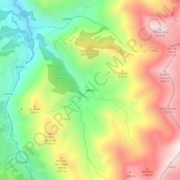 Topografische kaart Valdició, hoogte, reliëf