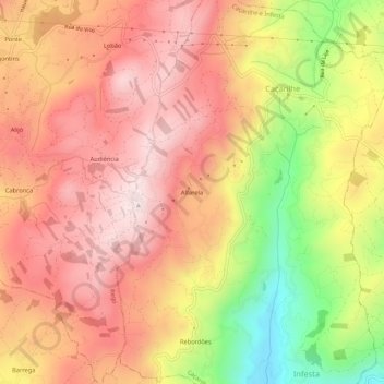 Topografische kaart Alfarela, hoogte, reliëf