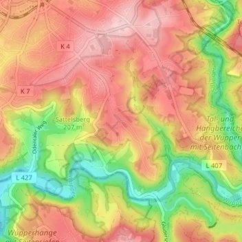 Topografische kaart Hästen, hoogte, reliëf