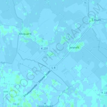 Topografische kaart Dykhusen, hoogte, reliëf