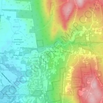Topografische kaart West Pelham, hoogte, reliëf