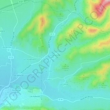 Topografische kaart La Portanière, hoogte, reliëf