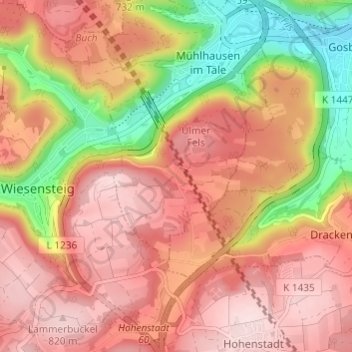 Topografische kaart Eselhöfe, hoogte, reliëf