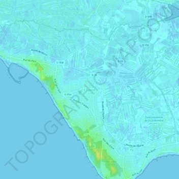 Topografische kaart L'Épine, hoogte, reliëf