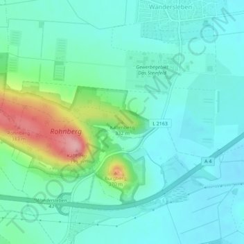 Topografische kaart Kallenberg, hoogte, reliëf