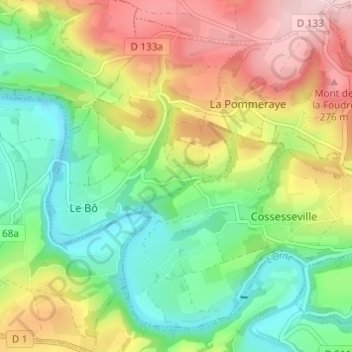 Topografische kaart Mainboeuf, hoogte, reliëf