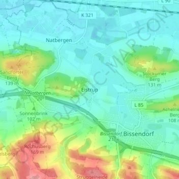 Topografische kaart Eistrup, hoogte, reliëf