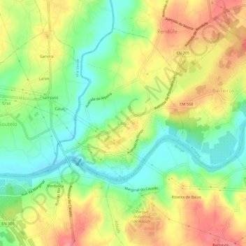 Topografische kaart Lago, hoogte, reliëf