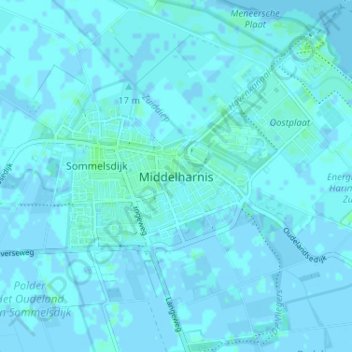 Topografische kaart Middelharnis, hoogte, reliëf
