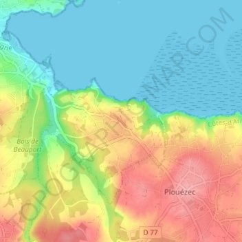 Topografische kaart Rulosquet, hoogte, reliëf