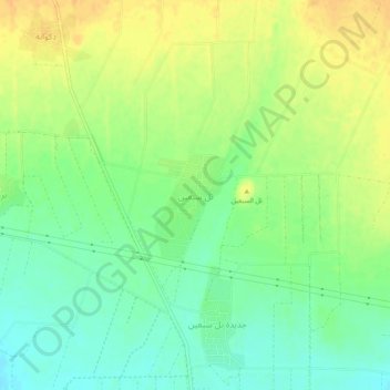 Topografische kaart Tell Sab'in, hoogte, reliëf