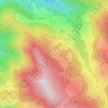Topografische kaart Colombi, hoogte, reliëf