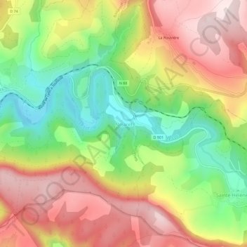 Topografische kaart Nojaret, hoogte, reliëf