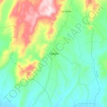 Topografische kaart Chalán, hoogte, reliëf