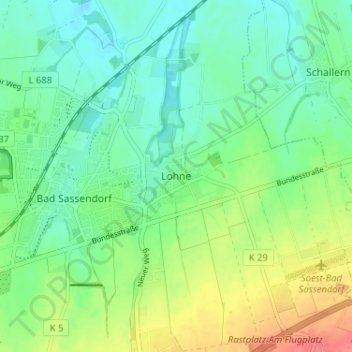 Topografische kaart Lohne, hoogte, reliëf