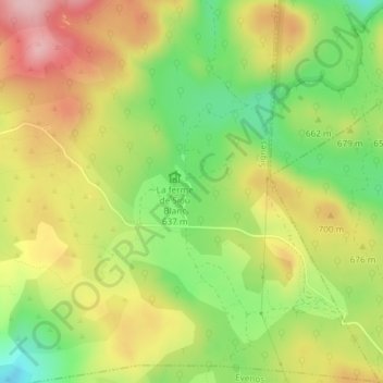 Topografische kaart Trou Malleron, hoogte, reliëf