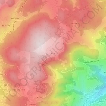 Topografische kaart Gimel, hoogte, reliëf