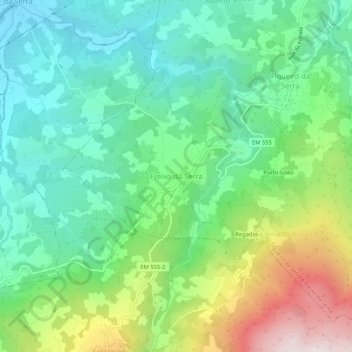 Topografische kaart Freixo da Serra, hoogte, reliëf