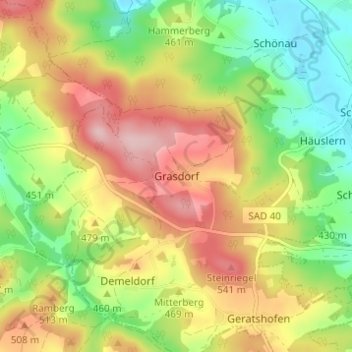 Topografische kaart Grasdorf, hoogte, reliëf