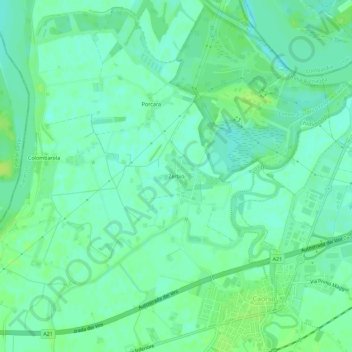 Topografische kaart Zerbio, hoogte, reliëf